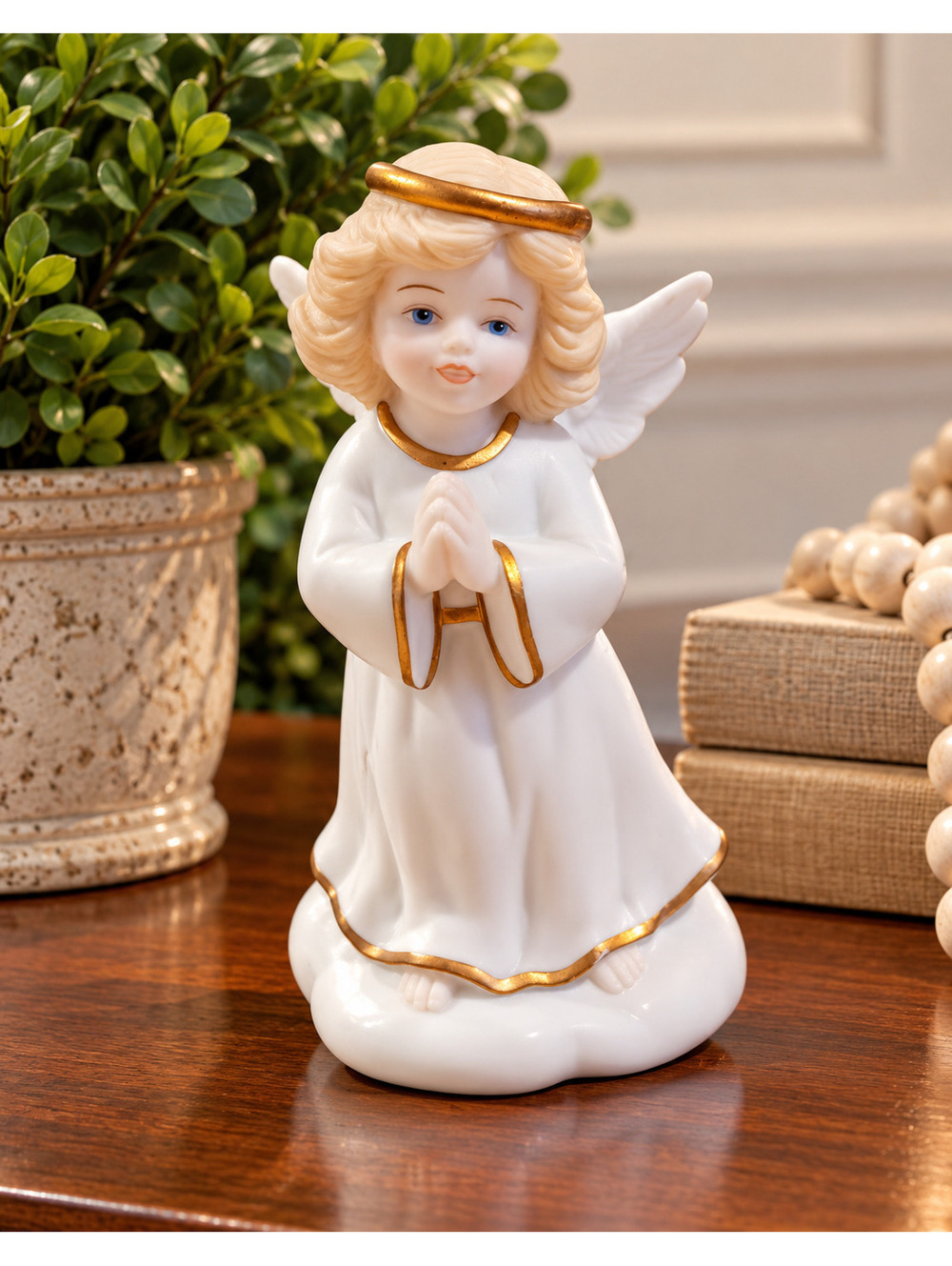 Vintage 1996 Golden Blessing Little Girl Angel Bisque Figurine